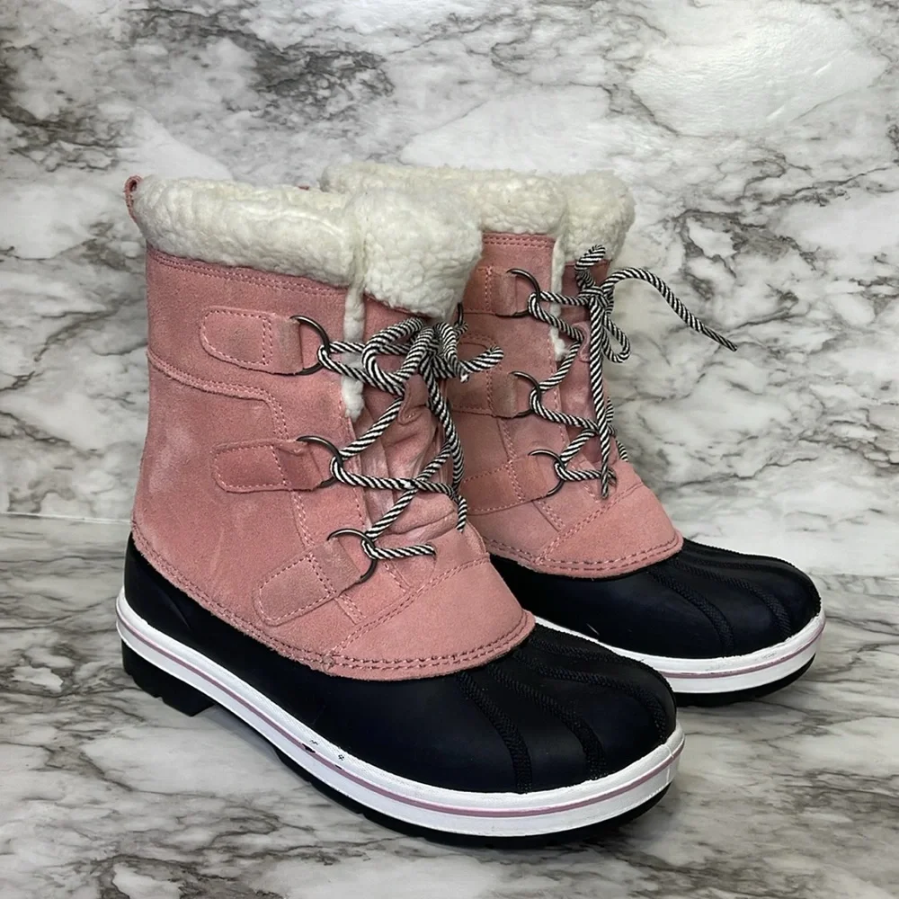 Cat & Jack Girls Snow Winter Waterproof Pink Boots Size 5